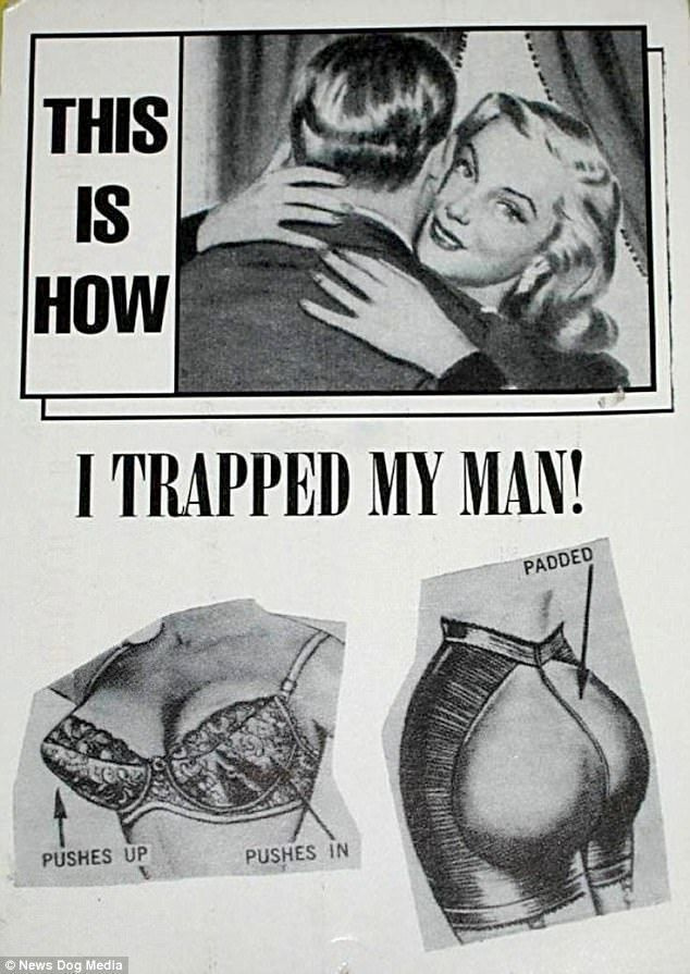푸시업 브래지어와 패딩 팬티에 대한 1950년대 광고는 다음과 같이 선언합니다.
