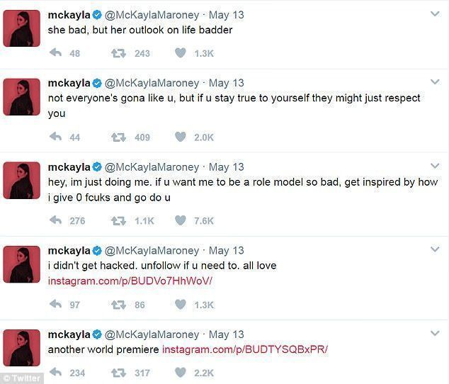 Just Doing me: McKayla는 또한 자신의 Twitter 페이지에서 비디오에 대한 트윗 스트림을 공유했습니다.