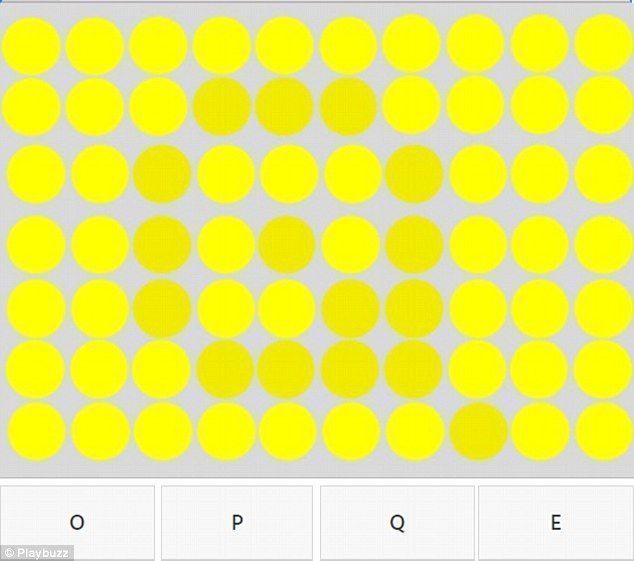Playbuzz에서 만든 퍼즐에는 분홍색, 노란색(사진), 녹색 및 보라색을 포함하여 각 단계마다 다른 색상 테마가 있는 7개의 단계가 있습니다.