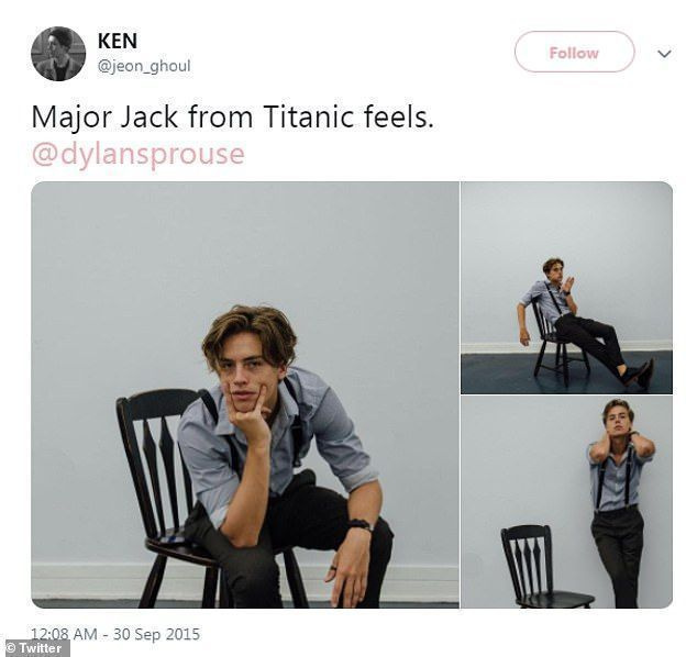 Näeb välja nagu Jack: 2015. aastal säutsus keegi Twitteris fotosid ühest vennast Sprouse, kes kandis Titanicu stiilis trakse, eeldades, et see on Dylan.