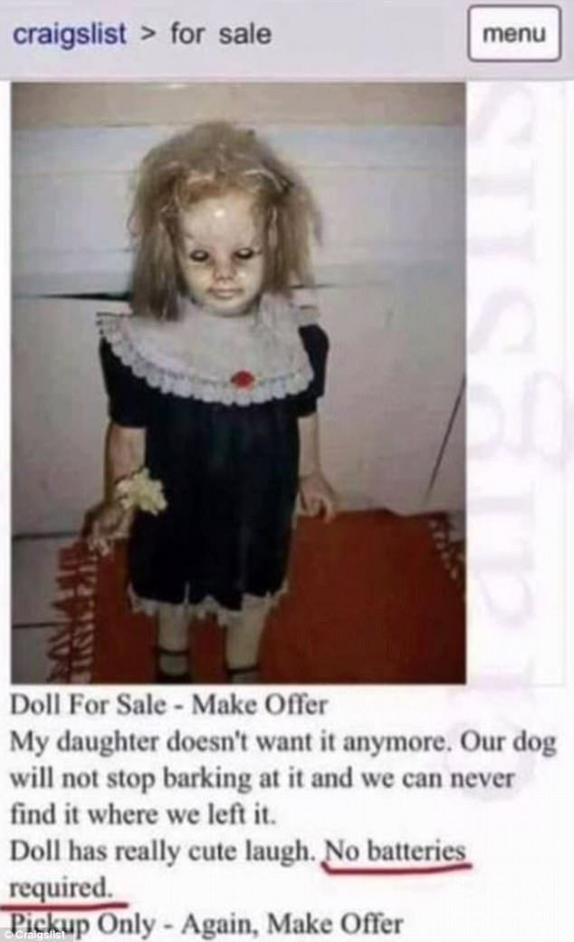 Jube! See Craigslisti loend reklaamis kummitavat nukku, mis naerab ilma patareideta