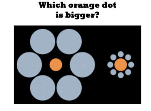 Задачата в четвъртия и последен пъзел изглежда достатъчно проста - да се установи коя оранжева точка е по-голяма
