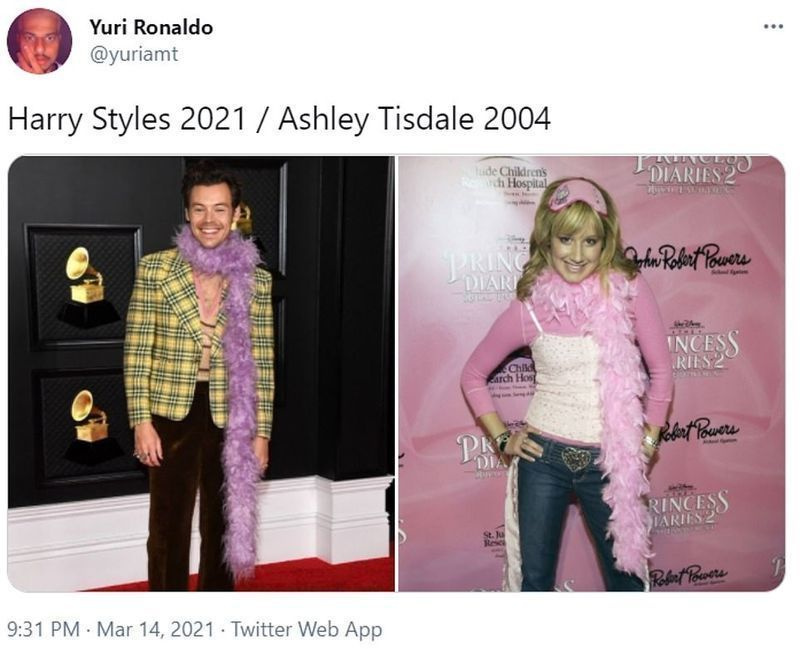Moe iidol? Üks Twitteri kasutaja naljatas, et Harry oli stiiliinspiratsiooni ammutanud Ashley Tisdale’ilt