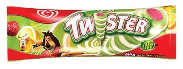 Klassikaline Wall’s Twister koos maasika- ja sidrunijäätisega ananassijäätisega sisaldab vaid 41 kalorit