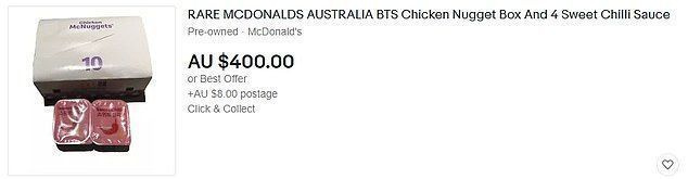 NSW의 다른 판매자는 두 개의 스위트 칠리 소스가 포함된 McChicken 상자를 $400에 나열했습니다.