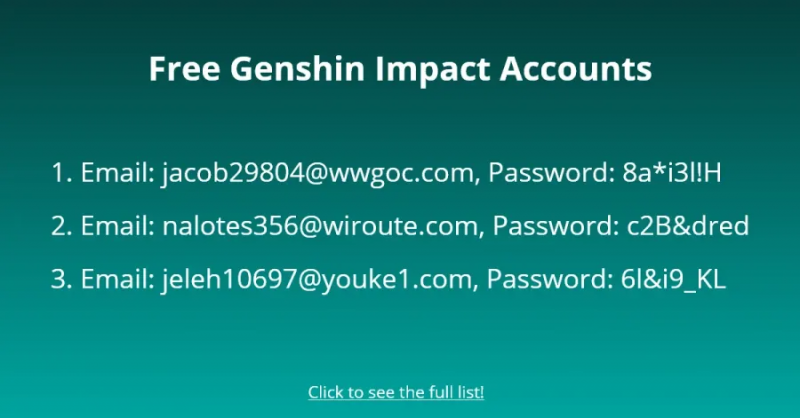   Δωρεάν λογαριασμοί Genshin Impact