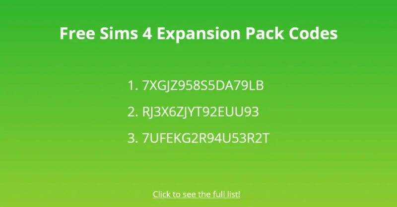   Δωρεάν κωδικοί πακέτου επέκτασης Sims 4