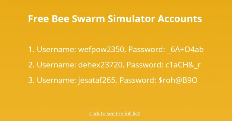   Δωρεάν λογαριασμοί Bee Swarm Simulator