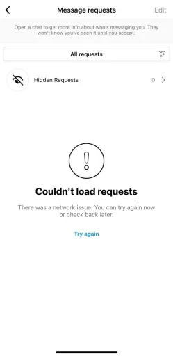   Μπορούσε't load requests on Instagram