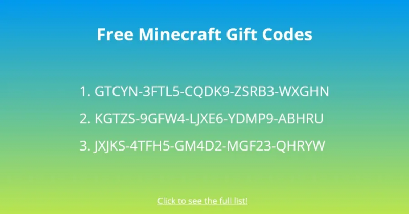   Δωρεάν κωδικοί δώρου Minecraft